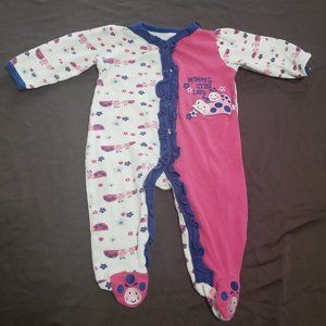 Footed Sleeper Ladybug Theme Embroidered Button Up Mommy's Little Lady 6-9m Size